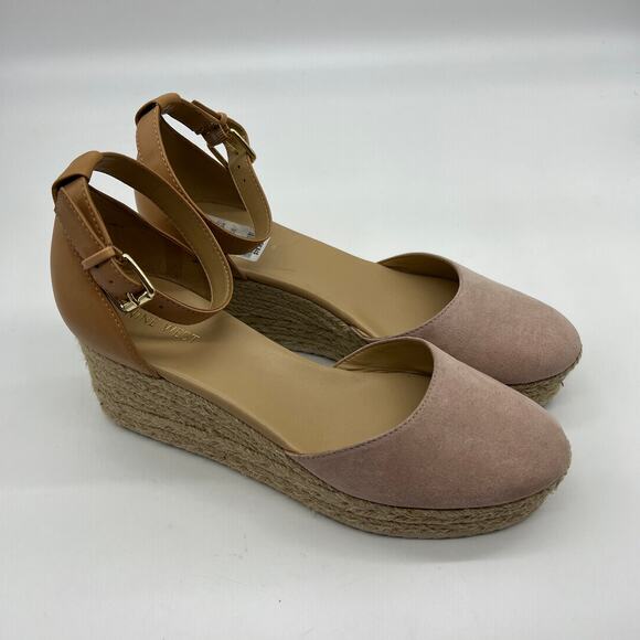 Nine West Women's Shoes Size 9.5 Ariela Espadrille Buckle Wedge Sandals Pink - Picture 11 of 12